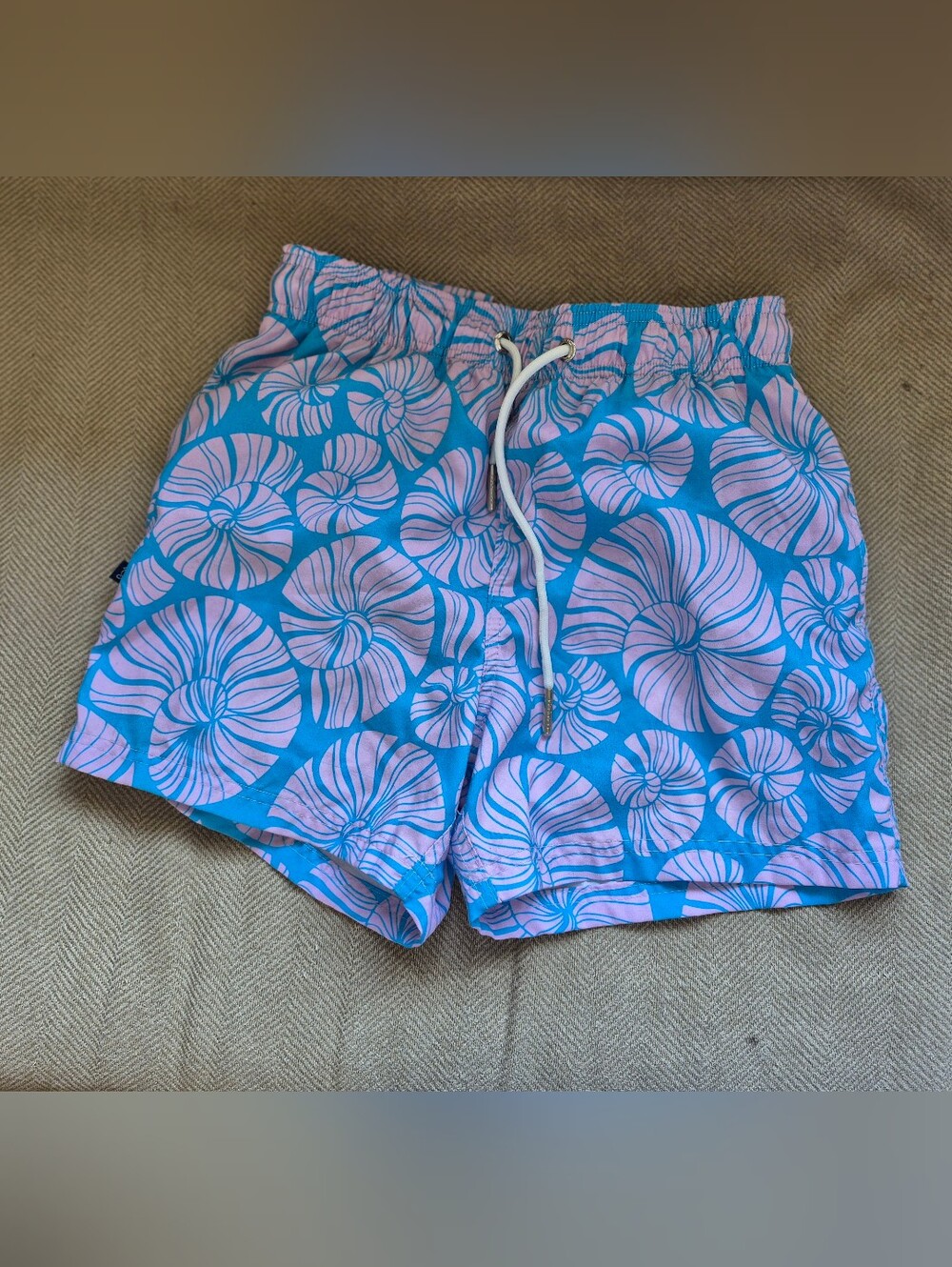 Men's Seahorse Blue & Pink Shell-Print Swim Shorts